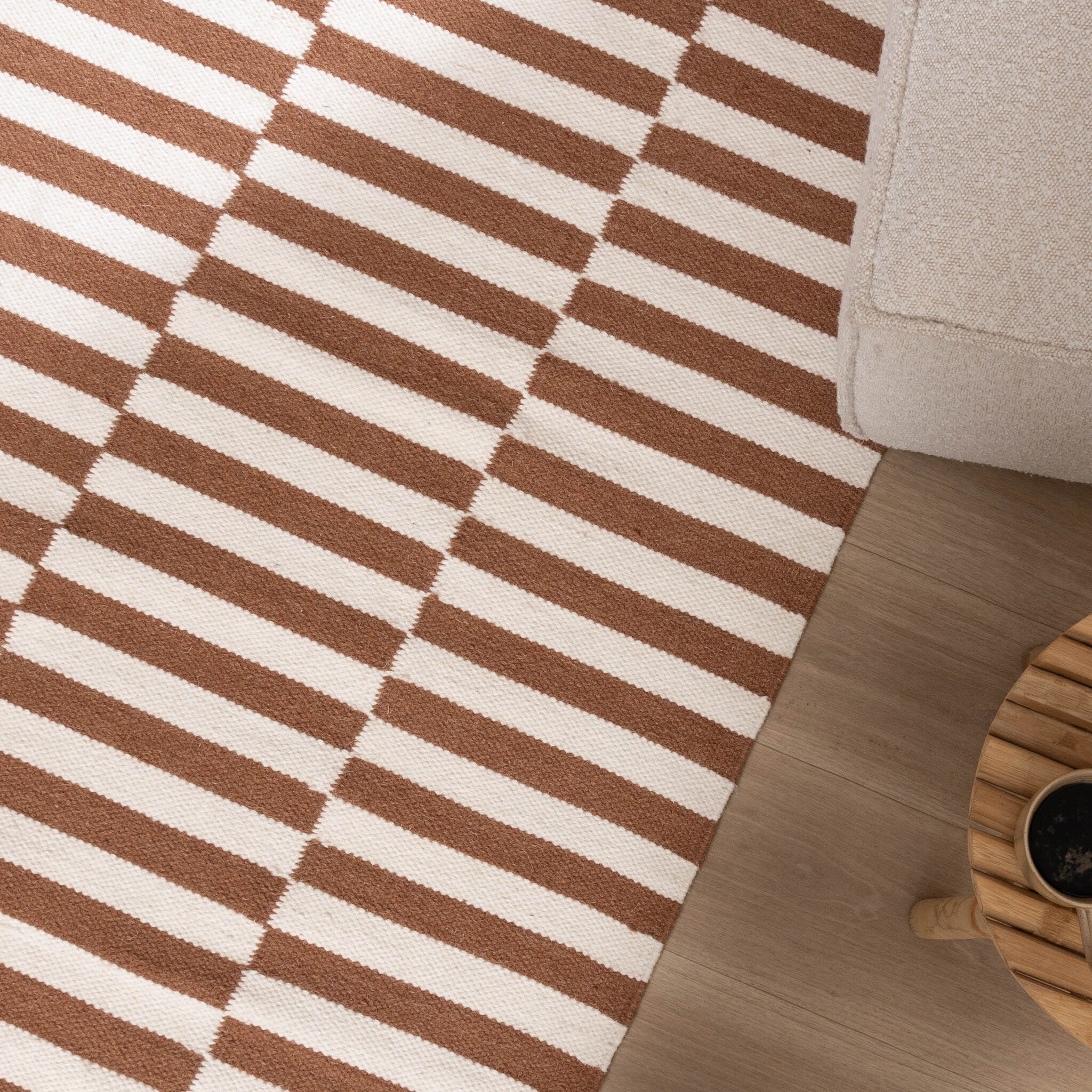 Striped Modern Rug - Dazzle Blocks Brown/White