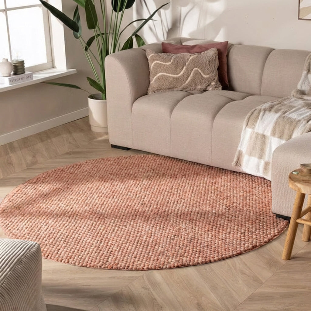 Round Wool Rug – Feline Terracotta