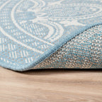 Round Outdoor Rug - Summer Oriental Light Blue