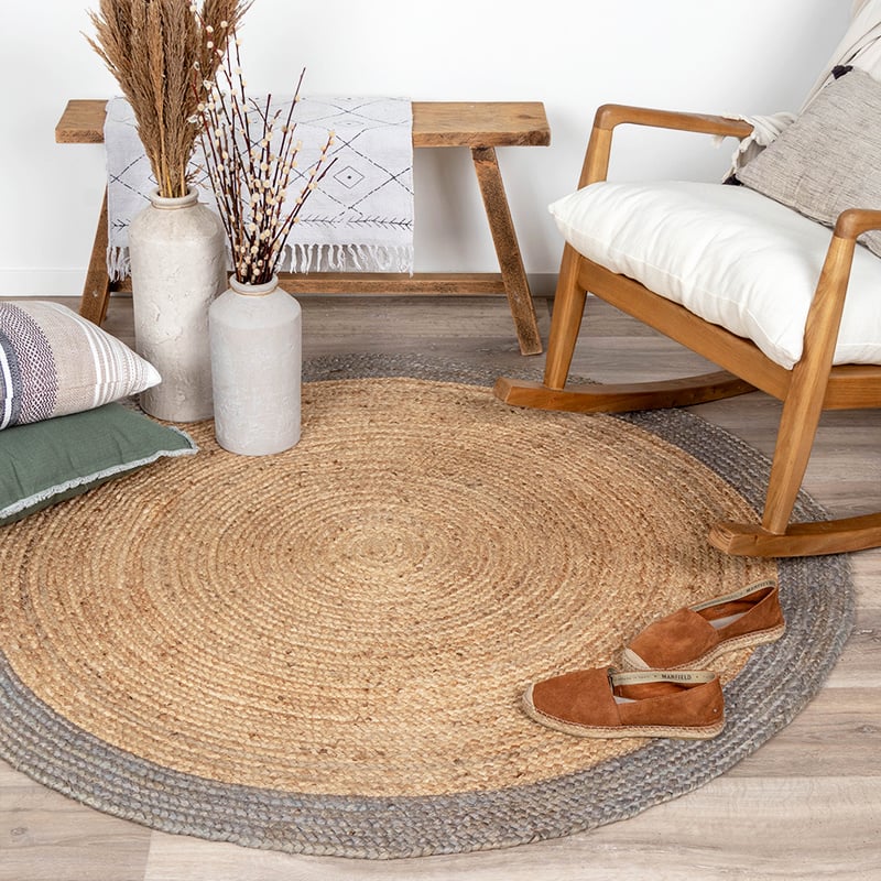Jute Rug - Fair Round Natural/Grey