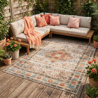 Indoor Outdoor Rug - Kairo Medallion Cream/Multicolour