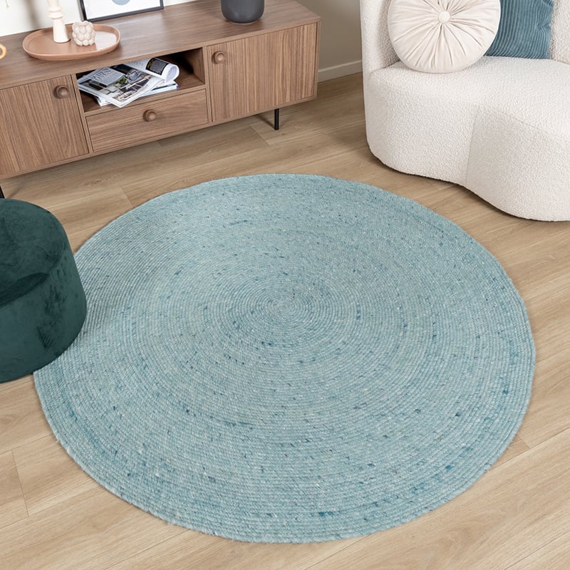 Round Wool Rug - Wise Blue