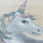 Round Children's Floor Rug Unicorn - Fleurtje Yellow