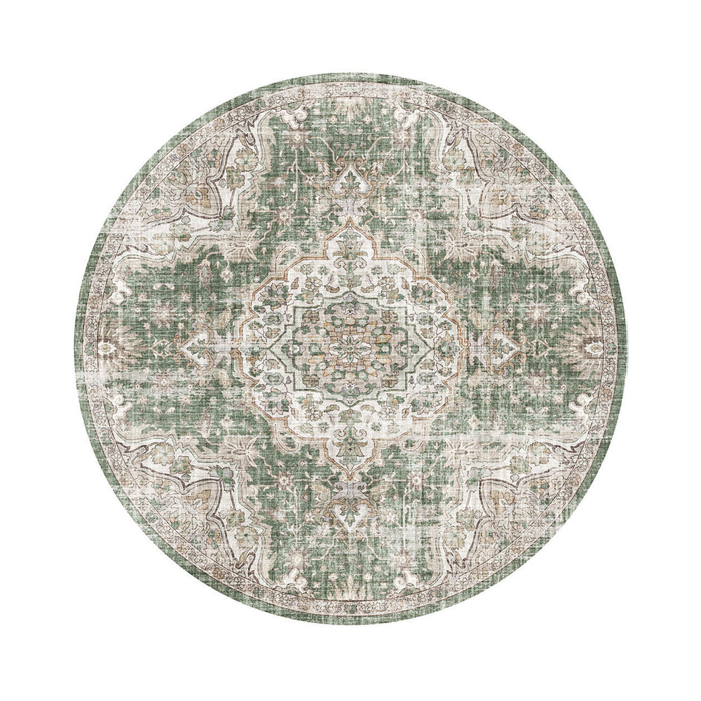 Round oriental rug – Leyla Medallion Green