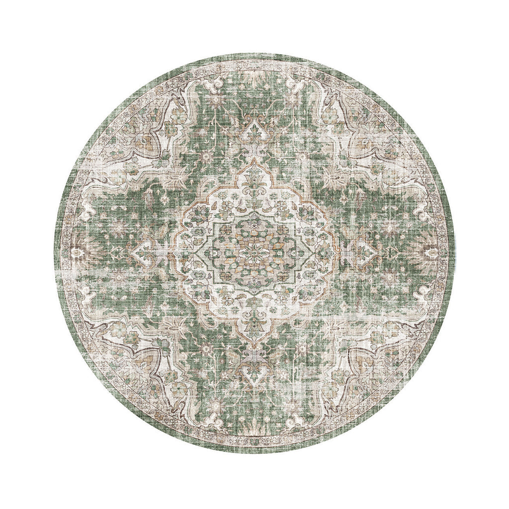 Round oriental rug – Leyla Medallion Green