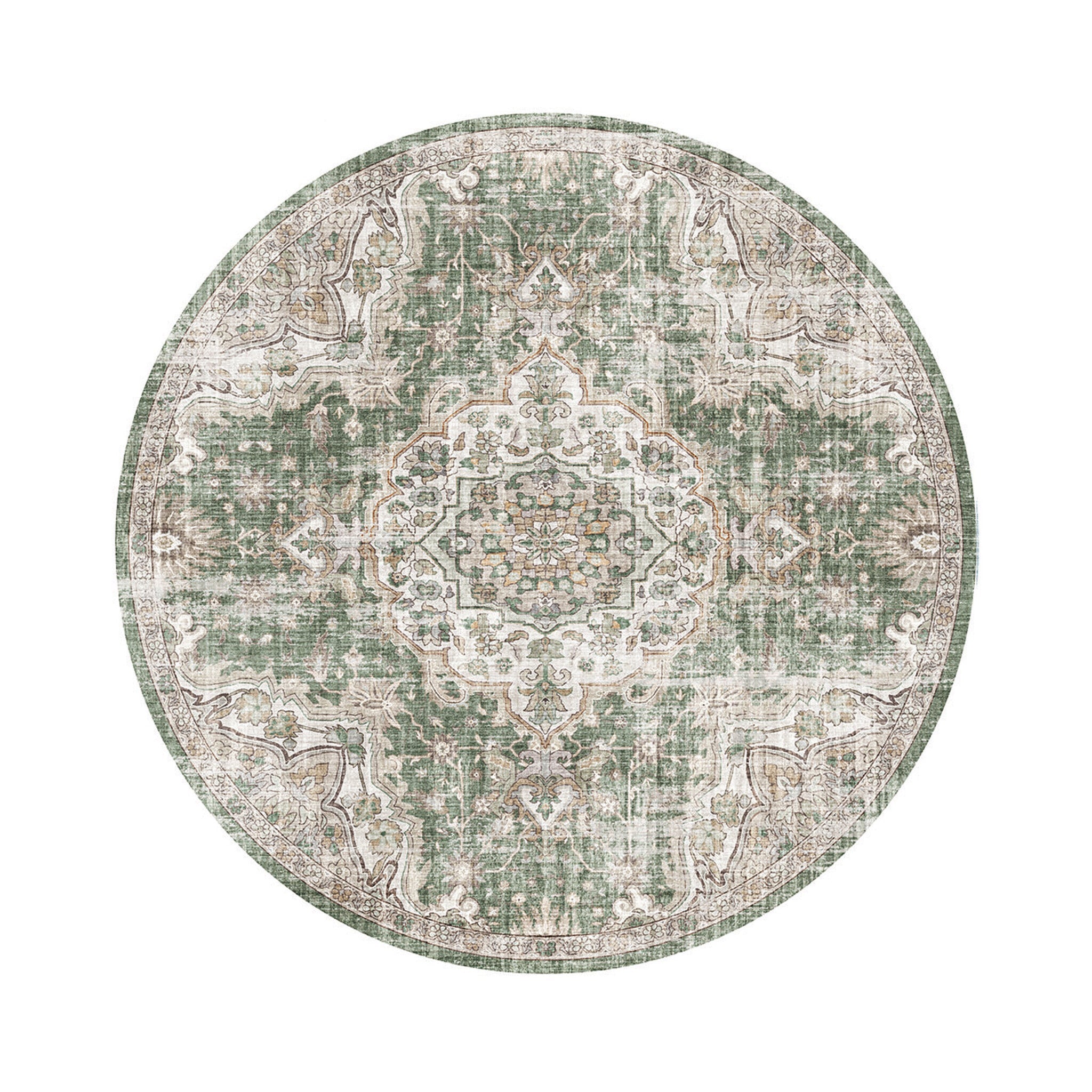 Round oriental rug – Leyla Medallion Green
