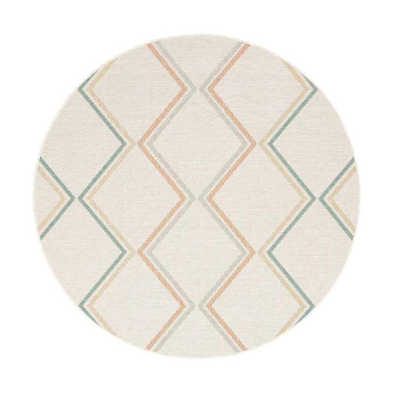 Round Modern Outdoor Rug - Playa Pattern Cream
