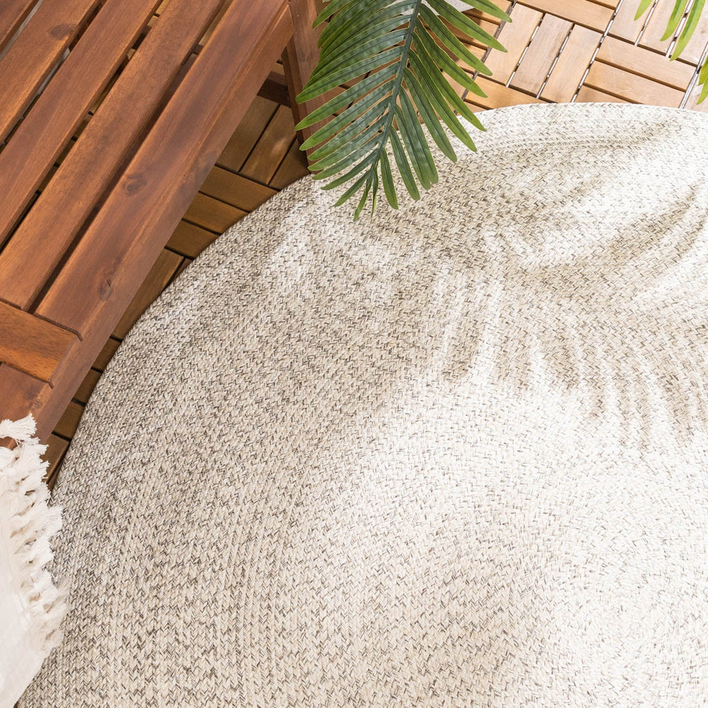 Round Jute Outdoor Rug - Bali White