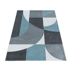 Retro floor rug - Stencil Forms Blue/Grey