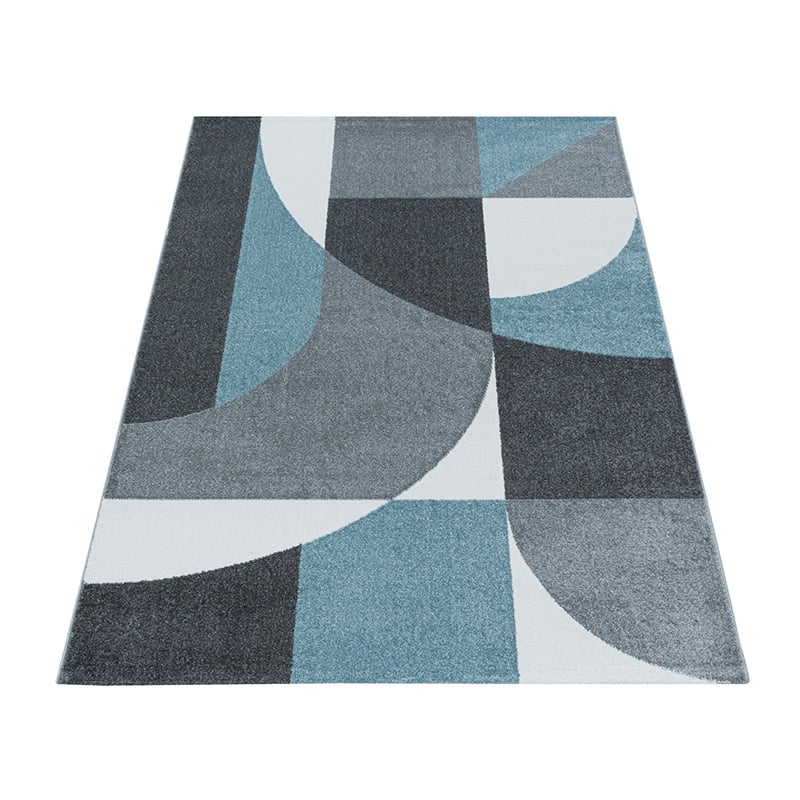 Retro floor rug - Stencil Forms Blue/Grey