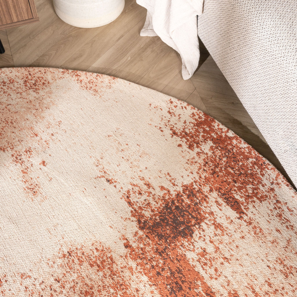Round abstract rug - Candice Terracotta