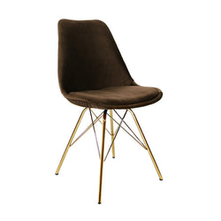 Chair Velvet Coffee Brown - Gold frame