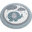 Round children's floor rug - Anna Elephant Umbrella Blue