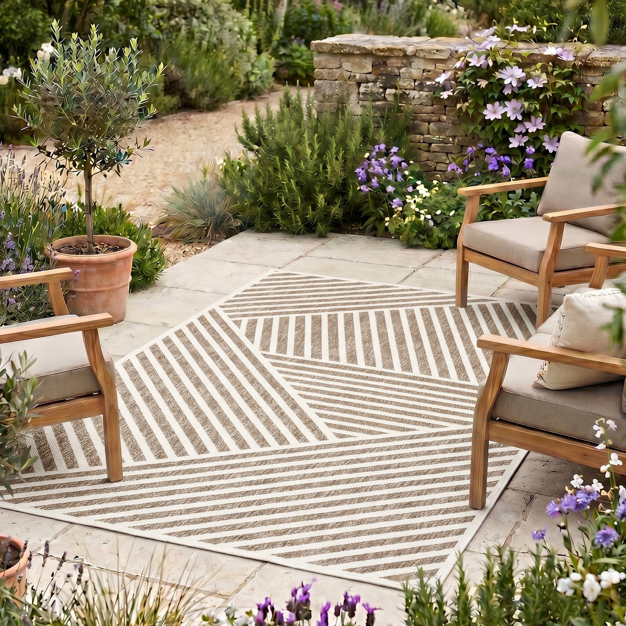 Modern Rug - Nori Lines White/Taupe