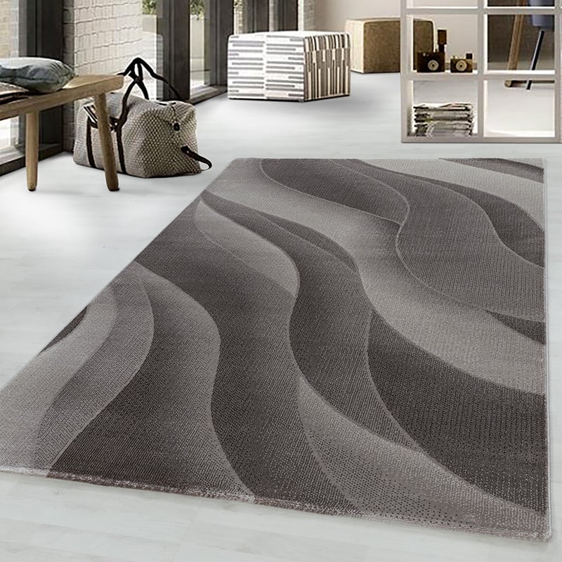 Modern floor rug - Streaky Waves Brown/Beige