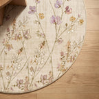 Round washable rug - Misty Floral Cream