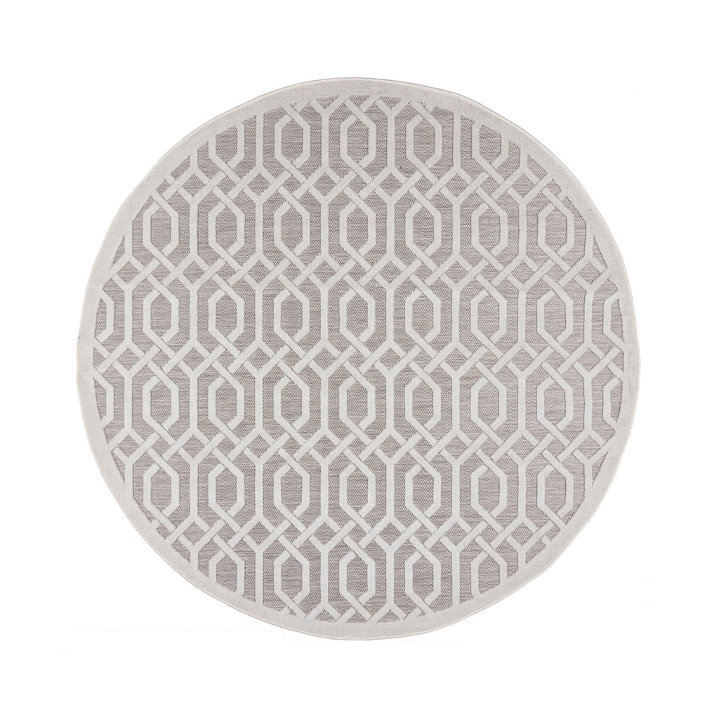 Round outdoor rug - Piatto Mataro Cream/White