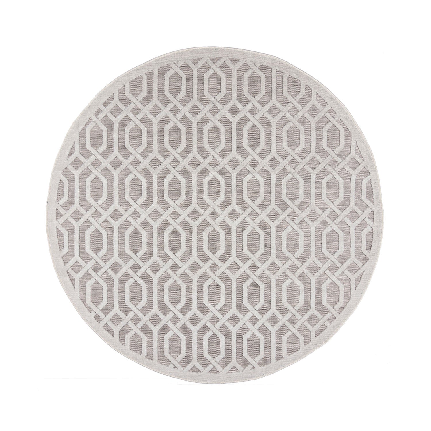 Round outdoor rug - Piatto Mataro Cream/White