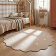 Round Kids Room Rug - Cloudy Dots Beige