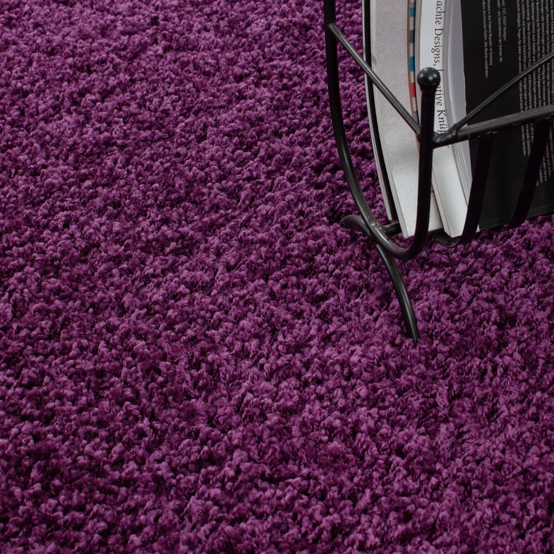 Round High-Pile Floor Rug - Life Purple