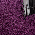 Round High-Pile Floor Rug - Life Purple