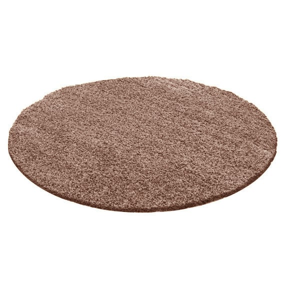 Round High Pile Rug - Solid Taupe