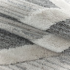 Round Scandinavian floor rug - Pitea Lines Grey/Cream