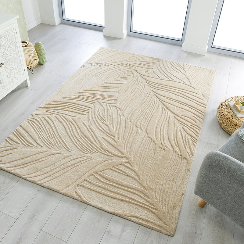 Modern Rug - Solacio Leaves Beige