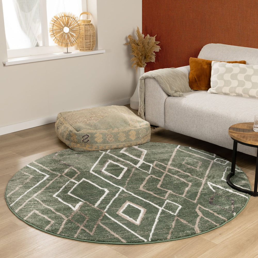 Berber rug round - Blend Diamond Green