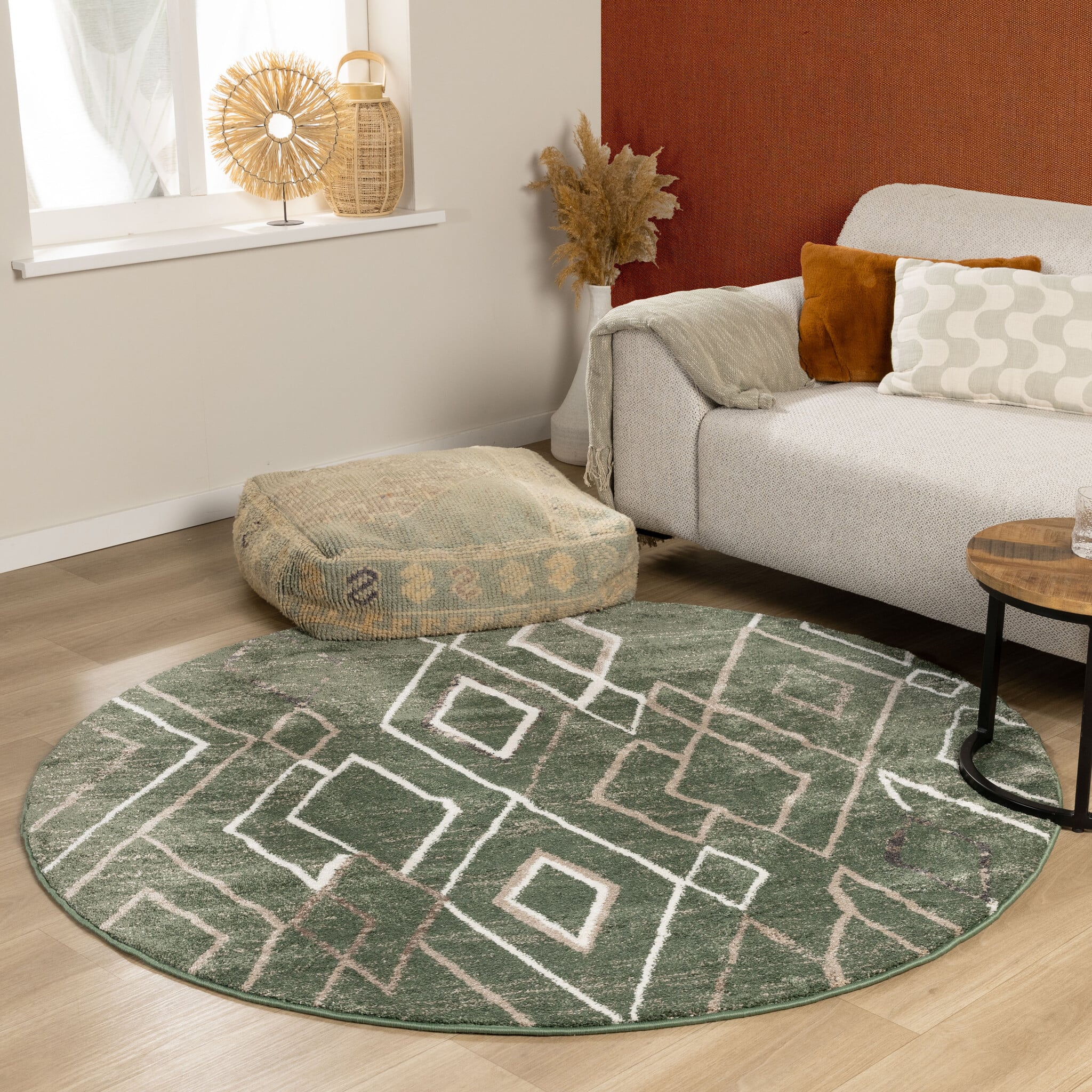 Berber rug round - Blend Diamond Green