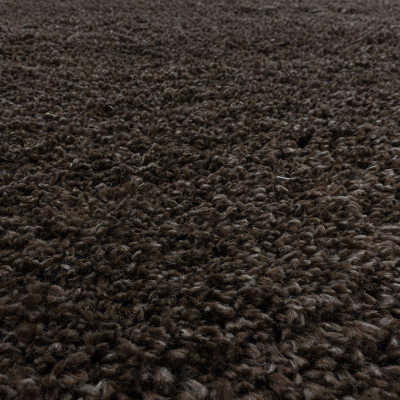 Round High-Pile Floor Rug - Fuzzy Brown