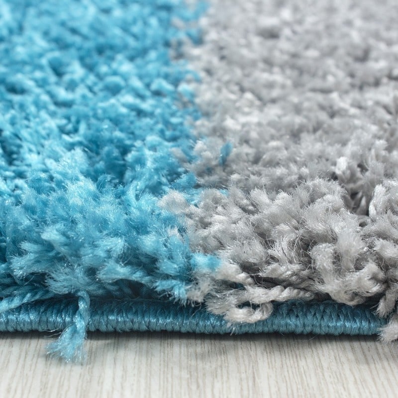 High Pile Floor Rug - Cube Turquoise