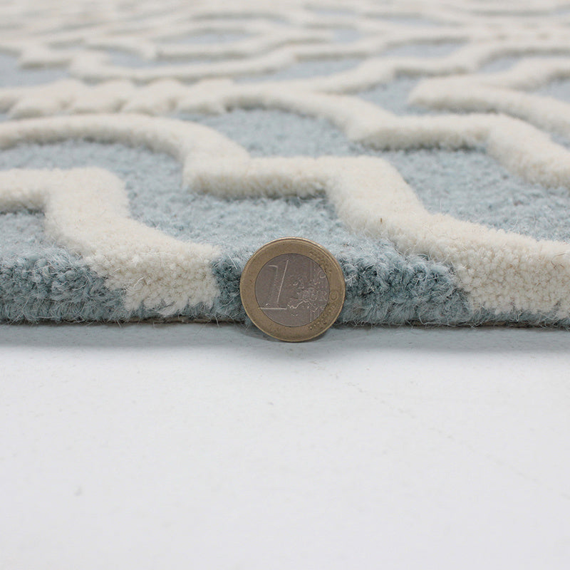 Wool floor rug - Morino Nador Blue/White