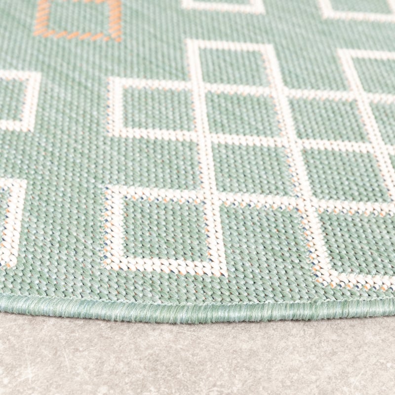 Round Modern Outdoor Rug - Playa Geo Green