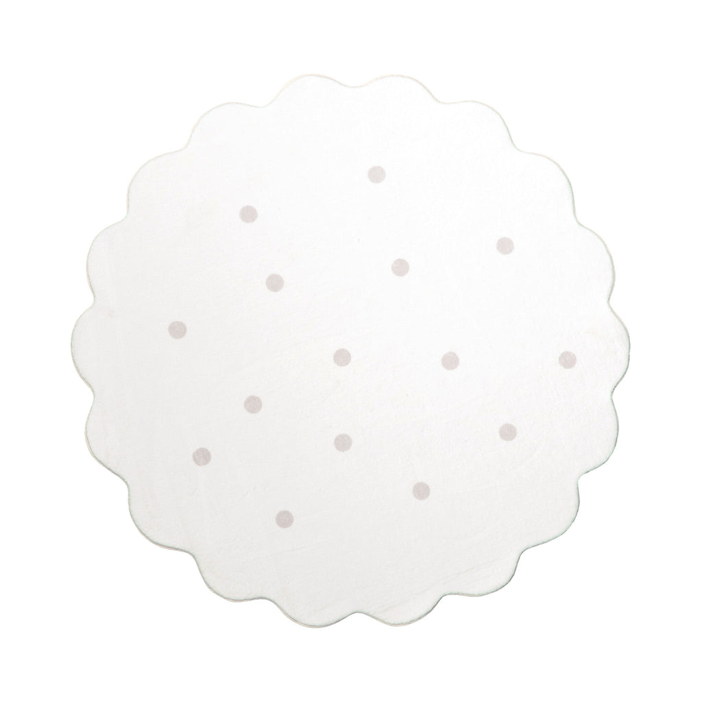Round Kids Room Rug - Cloudy Dots White