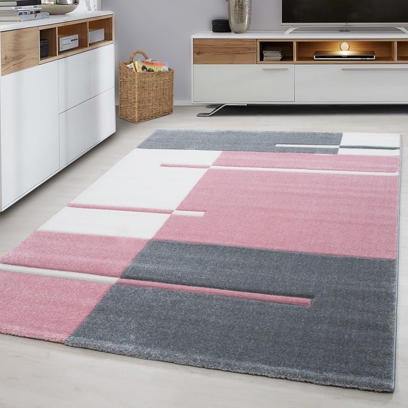 Modern floor rug - Tetris Pink 1310