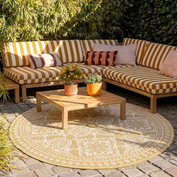 Round Outdoor Rug - Summer Oriental Yellow
