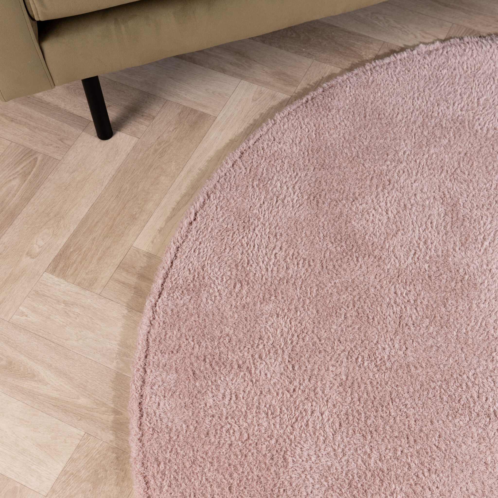 Soft round rug - Teddy Pink