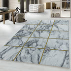 Modern floor rug - Marble Box Grey/Gold