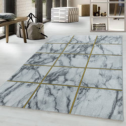 Modern floor rug - Marble Box Grey/Gold