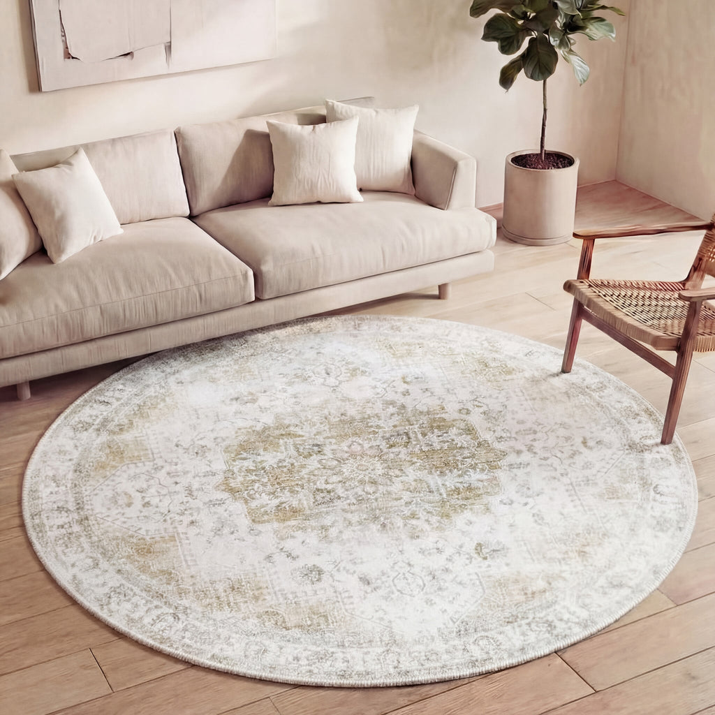 Round Vintage Rug - Lago Green