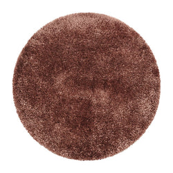 Round high-pile floor rug - Blushy Terra/Brown