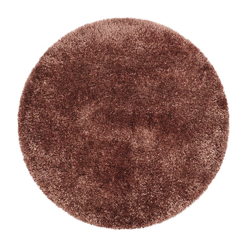 Round high-pile floor rug - Blushy Terra/Brown