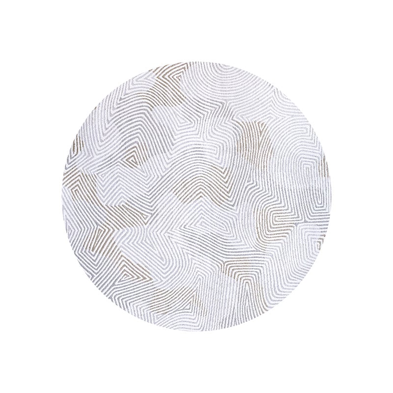 Round modern floor rug - Meditation Coral 9228 White