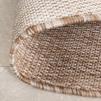 Round Indoor & Outdoor Rug – Sierra Border Cream/Beige