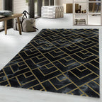 Modern floor rug - Marble Pattern Anthracite/Gold