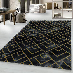 Modern floor rug - Marble Pattern Anthracite/Gold
