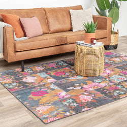 Patchwork Rose Kilim Rug - Rosa Pink