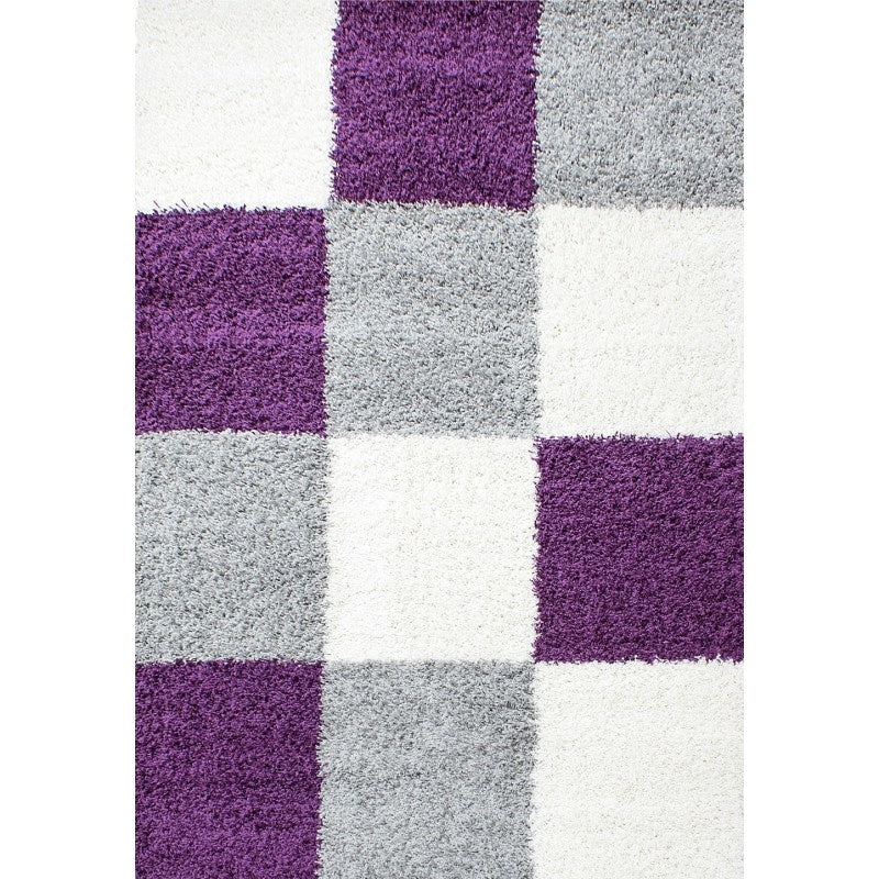 High-pile floor rug - Cube Purple