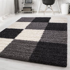 High-Pile Floor Rug - Cube Black